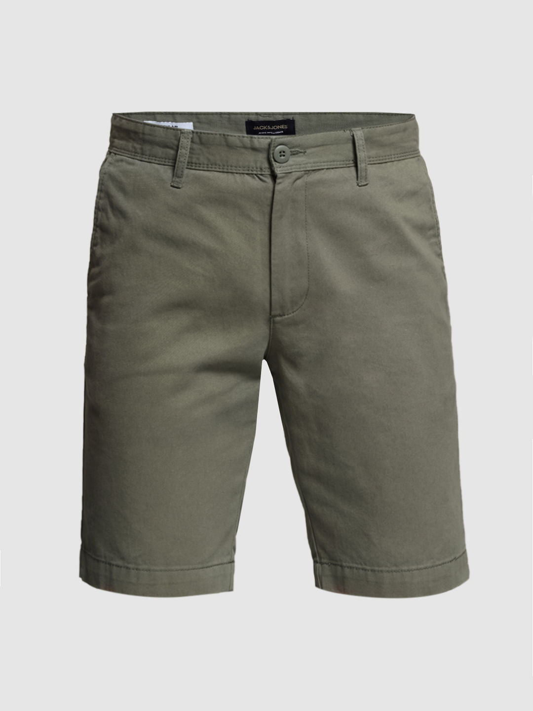 Green Mid Rise Cotton Shorts