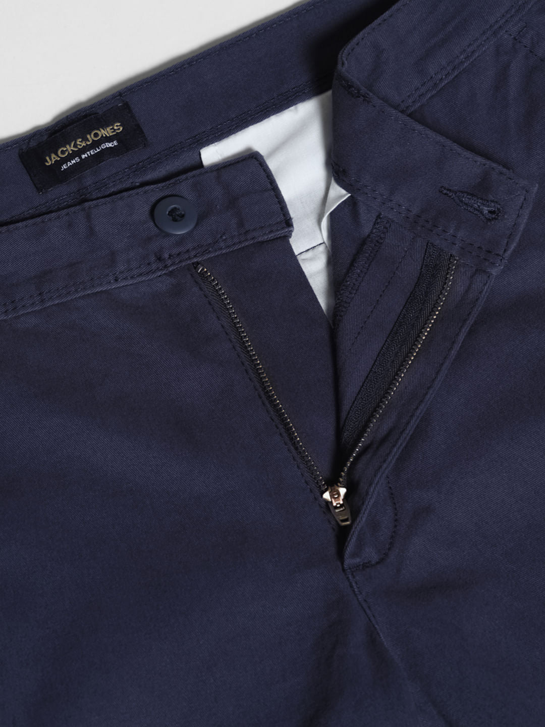 Dark Blue Mid Rise Cotton Shorts