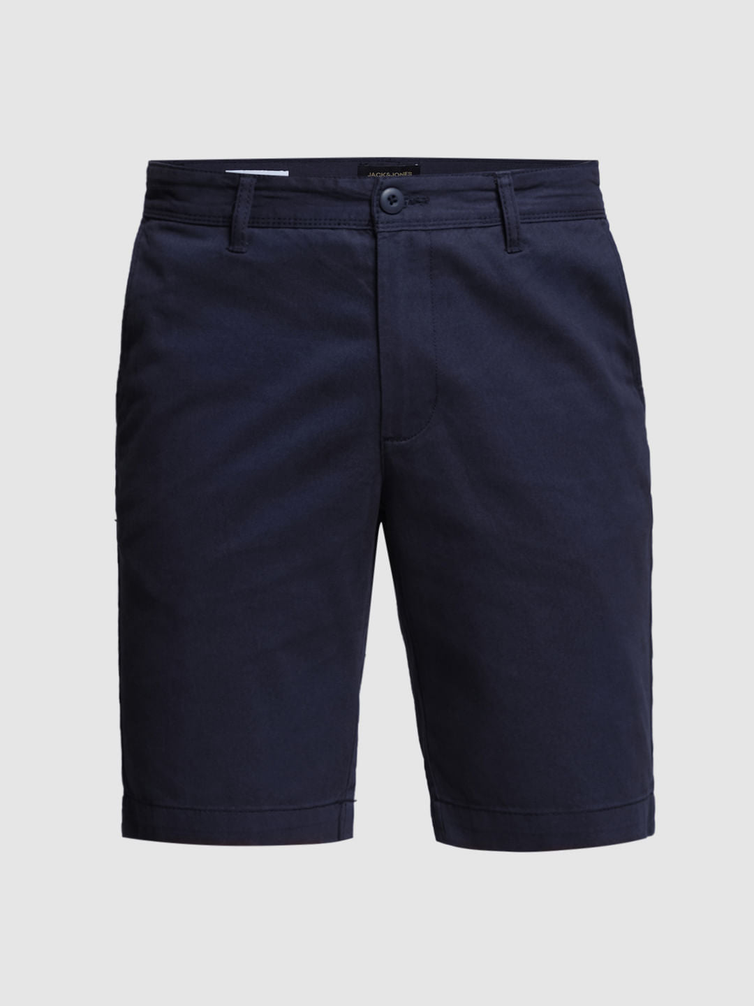 Dark Blue Mid Rise Cotton Shorts