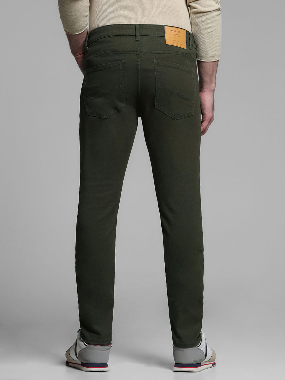 Green Mid Rise Slim Fit Pants