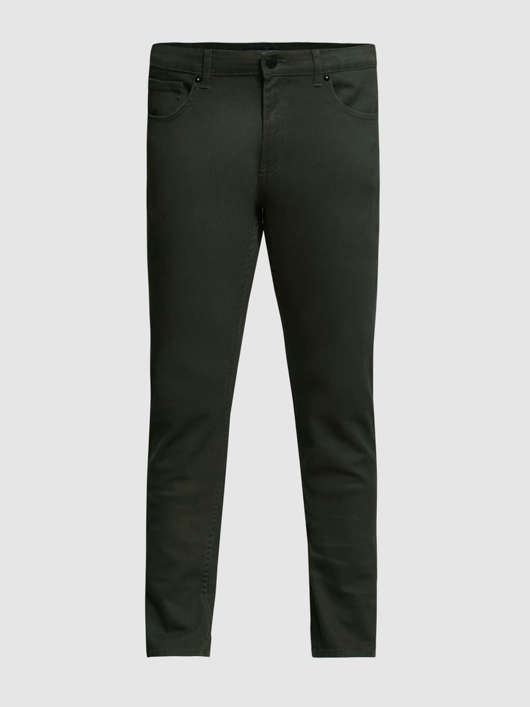 Green Mid Rise Slim Fit Pants