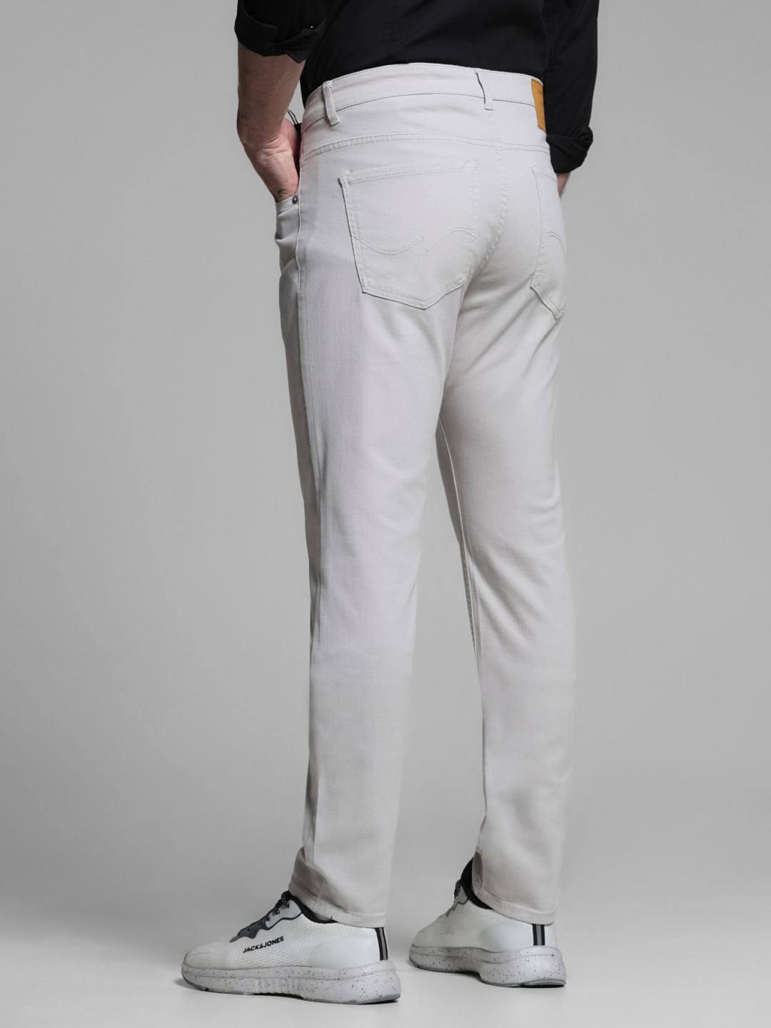 Light Grey Mid Rise Slim Fit Pants