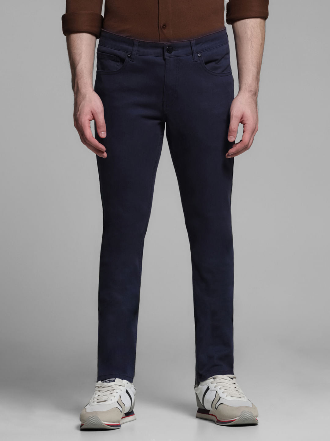 Dark Blue Mid Rise Slim Fit Pants - 28/30