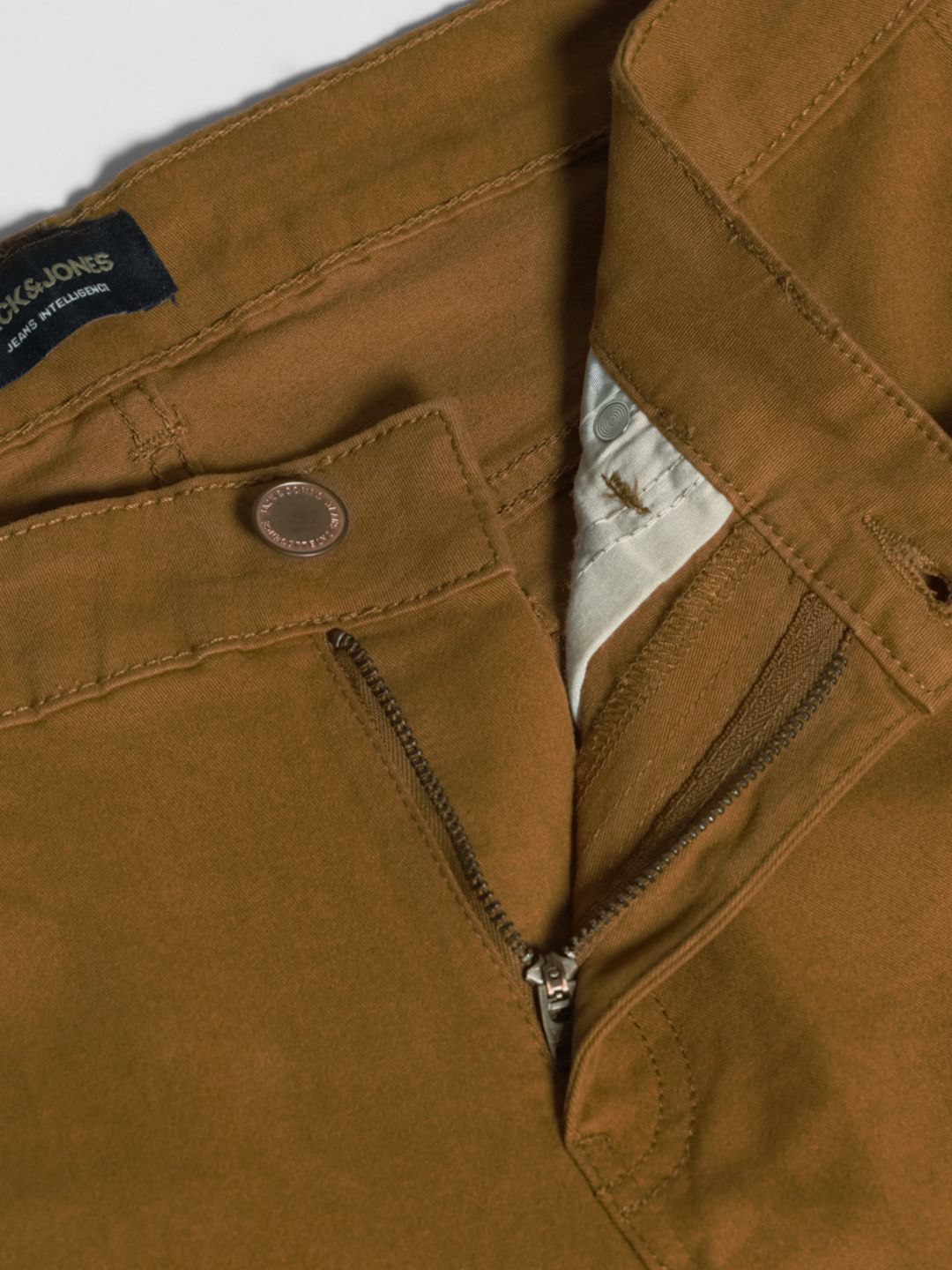 Golden Brown Mid Rise Slim Fit Pants