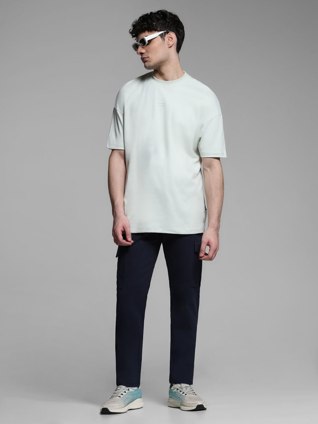 Navy Blue Mid Rise Cargo Trousers
