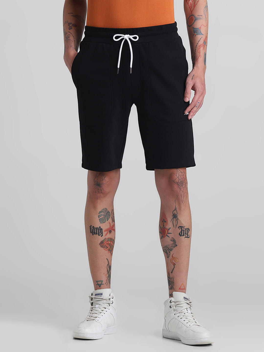 Black Mid Rise Shorts