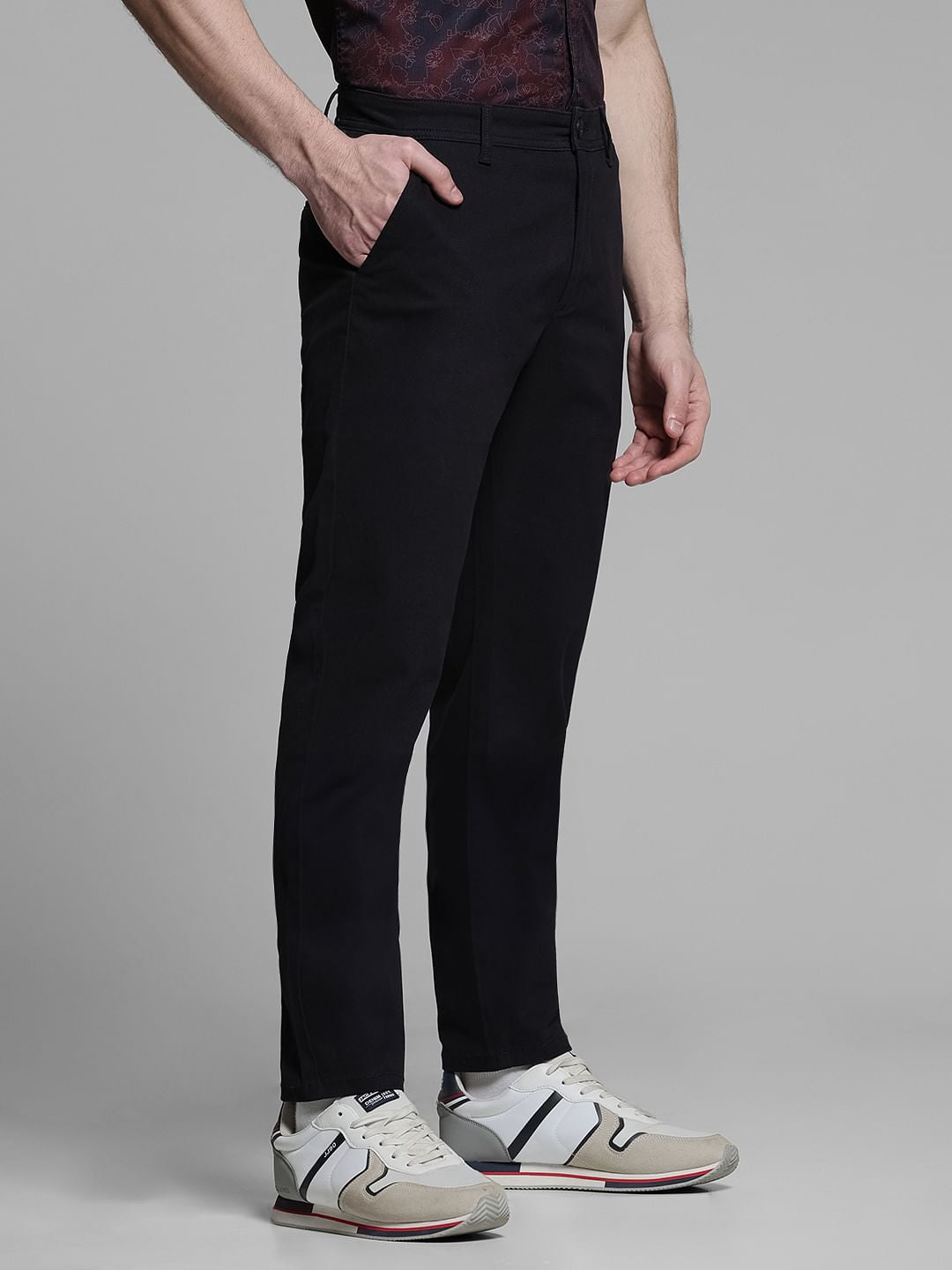 Black Mid Rise Slim Fit Pants