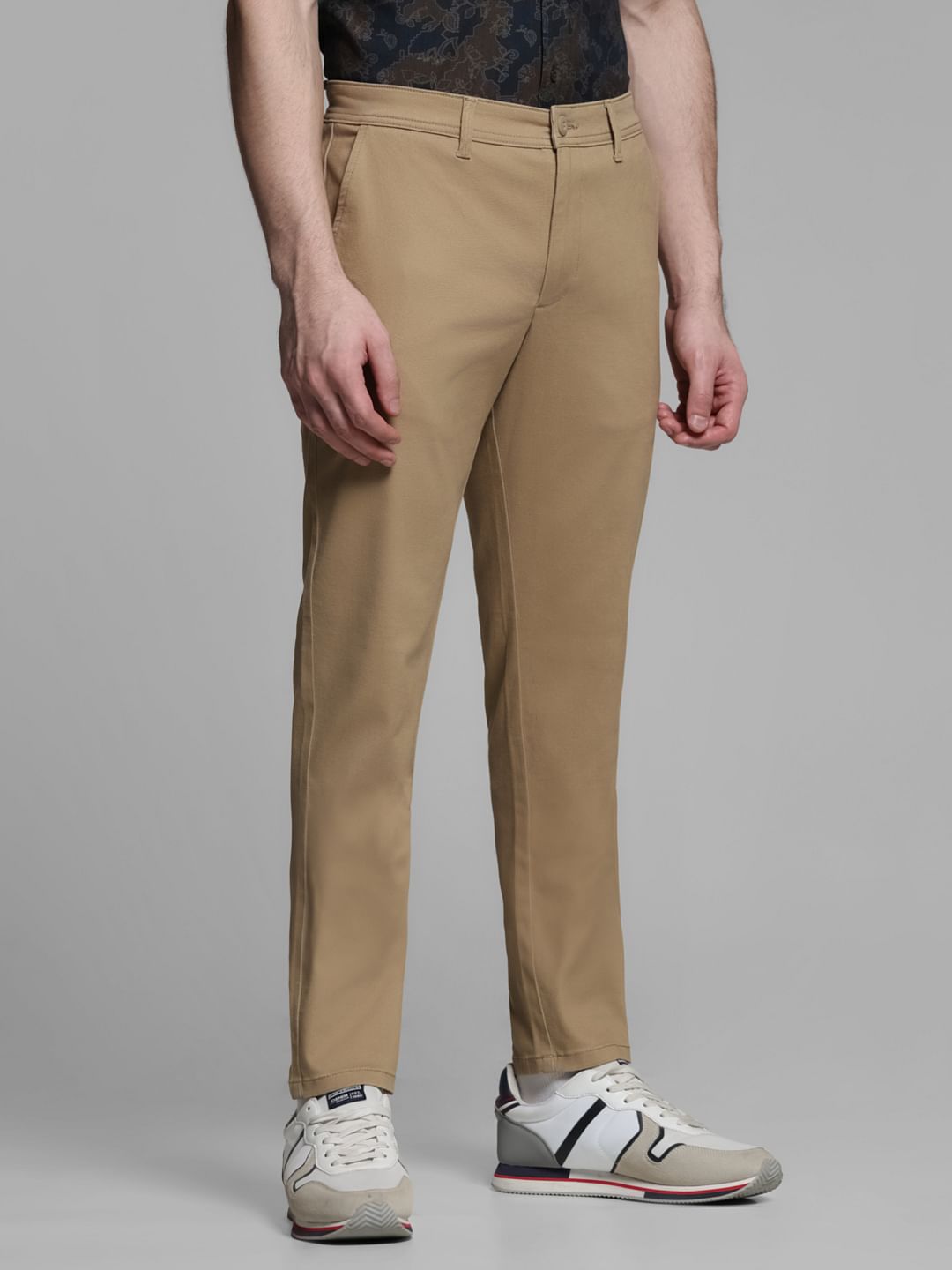 Brown Mid Rise Slim Fit Pants