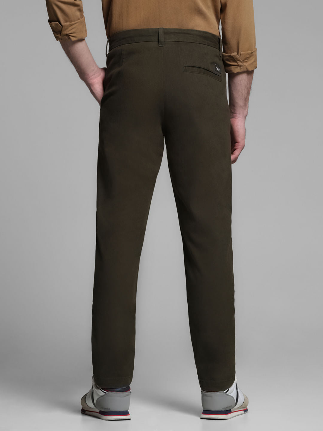 Dark Green Mid Rise Regular Fit Pants