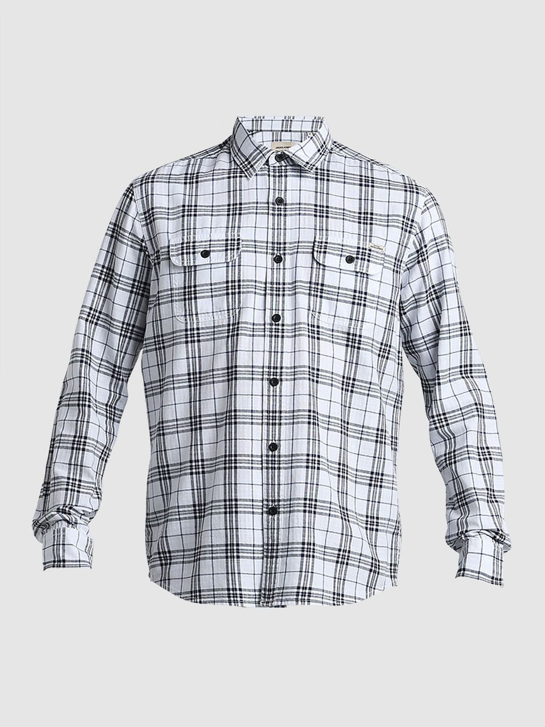 White Check Print Cotton Shirt