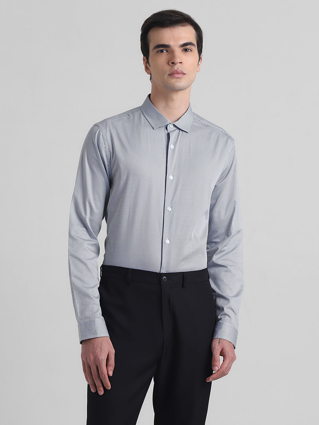 White Printed Full Sleeves Shirt