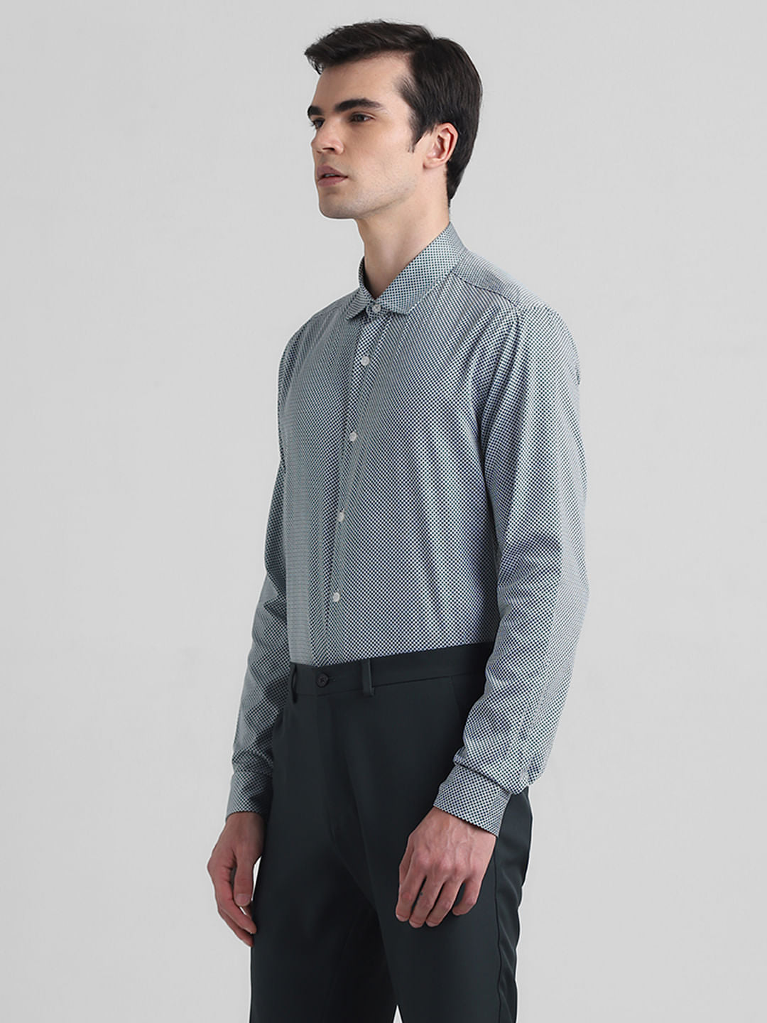 Green Printed Full Sleeves Shirt