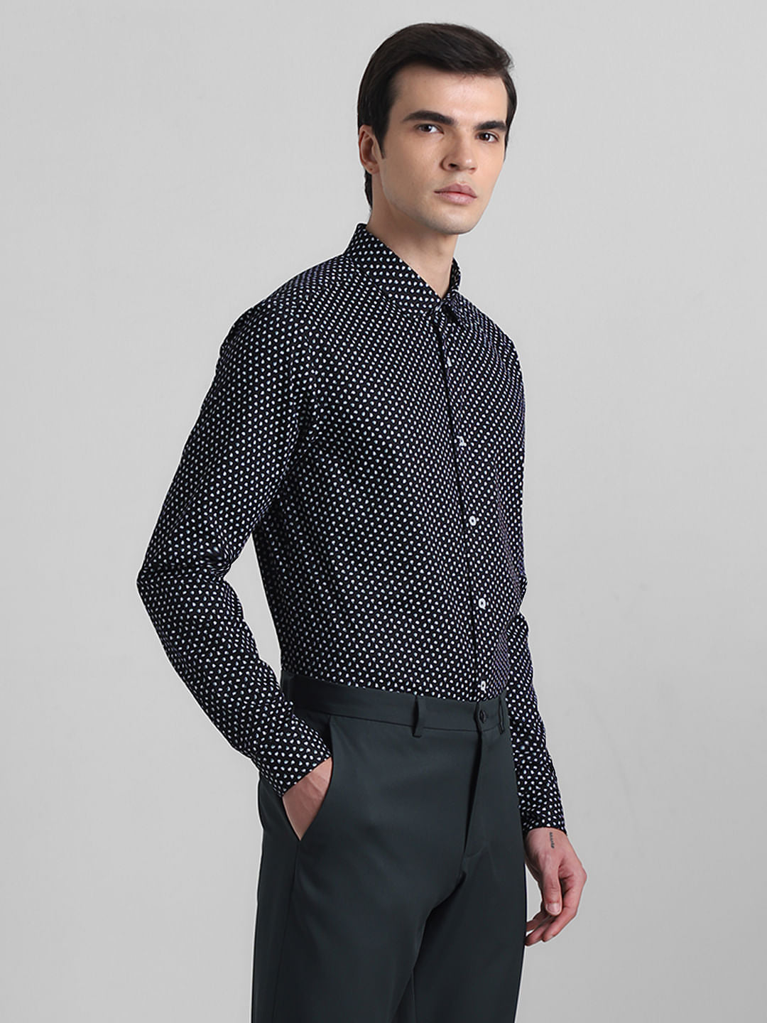 Black Printed Full Sleeves Shirt