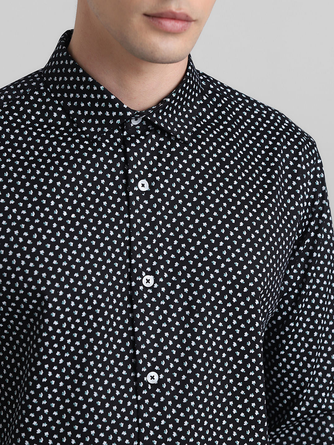 Black Printed Full Sleeves Shirt