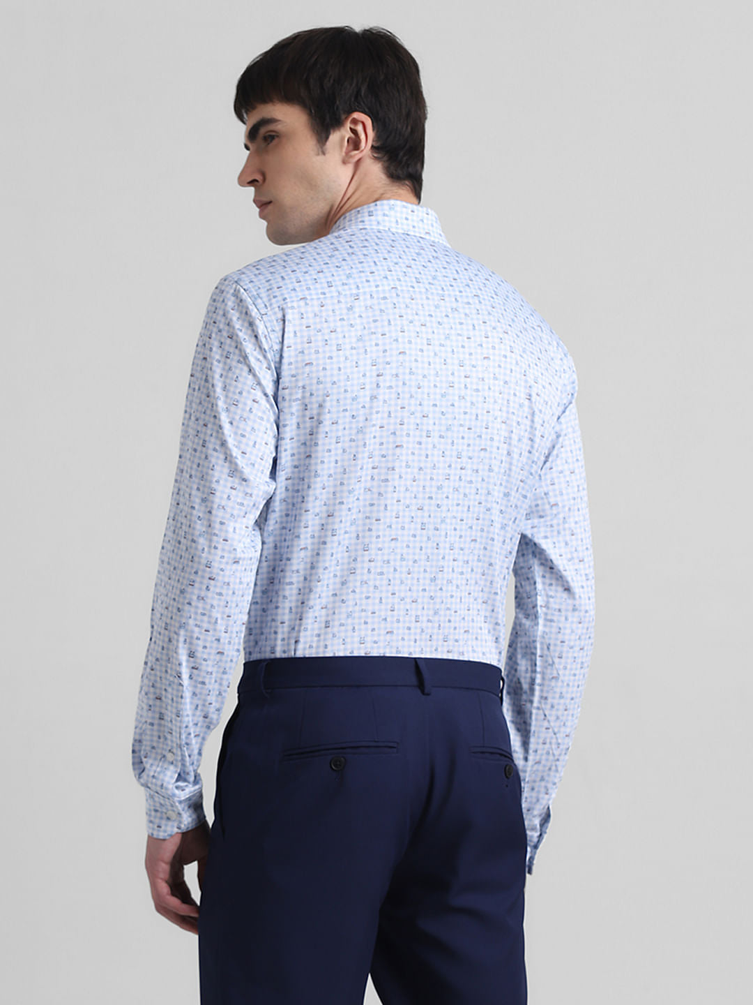 Blue Check Print Full Sleeves Shirt