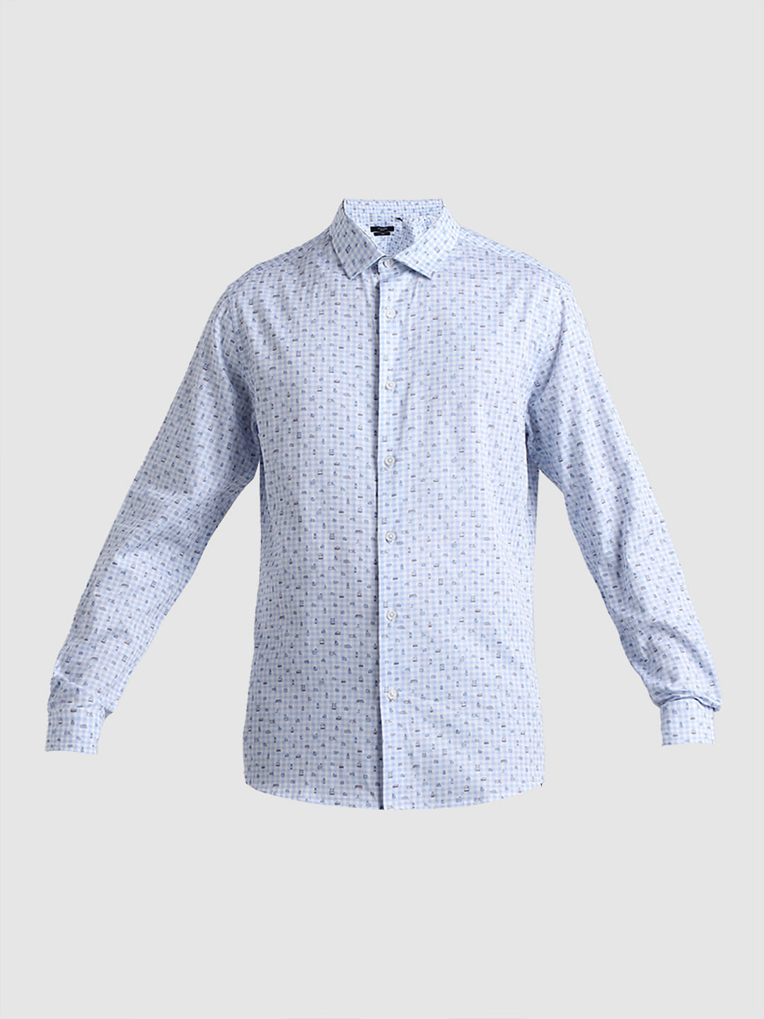 Blue Check Print Full Sleeves Shirt