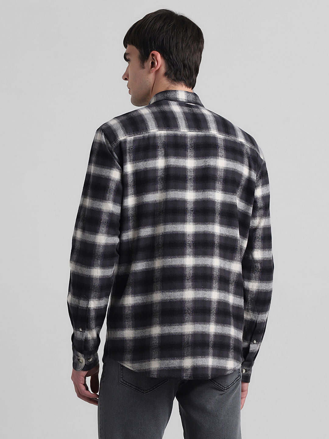 Black Check Print Cotton Shirt