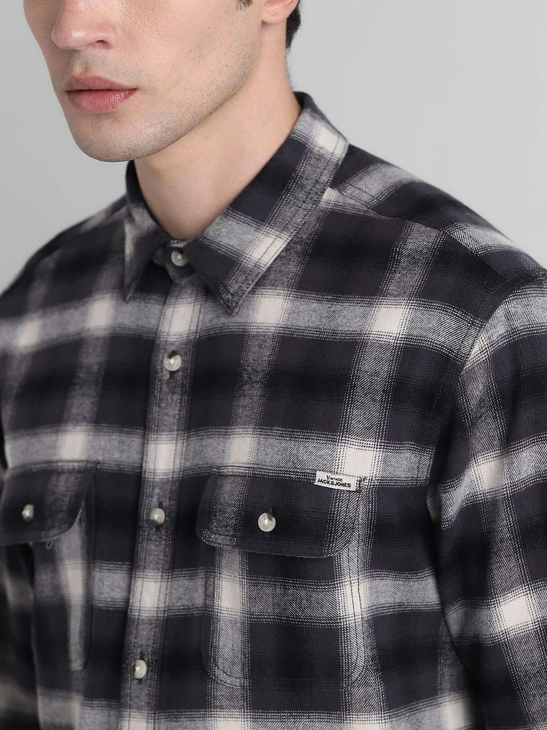 Black Check Print Cotton Shirt