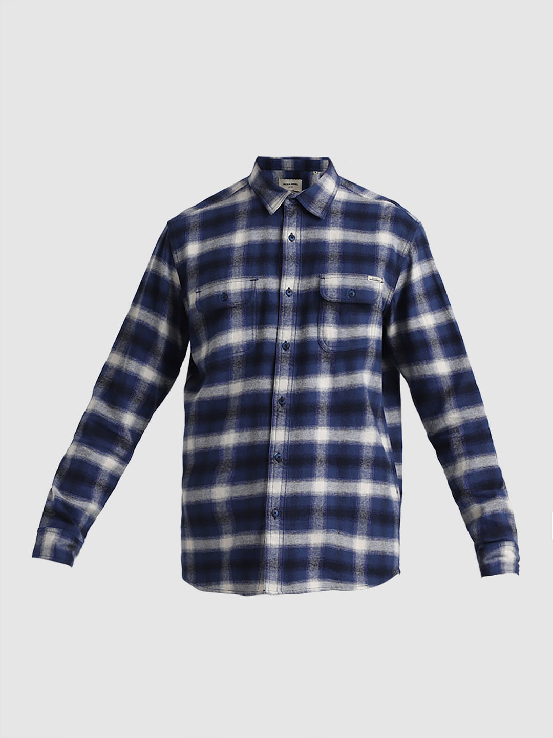 Blue Check Print Cotton Shirt