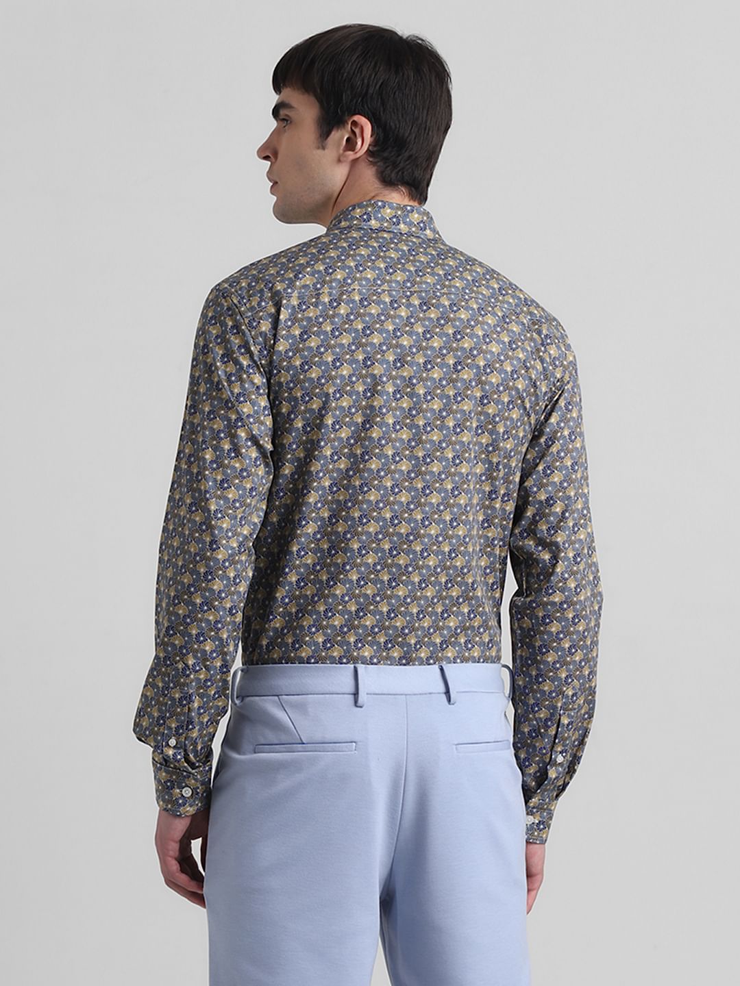 Brown Abstract Print Cotton Shirt