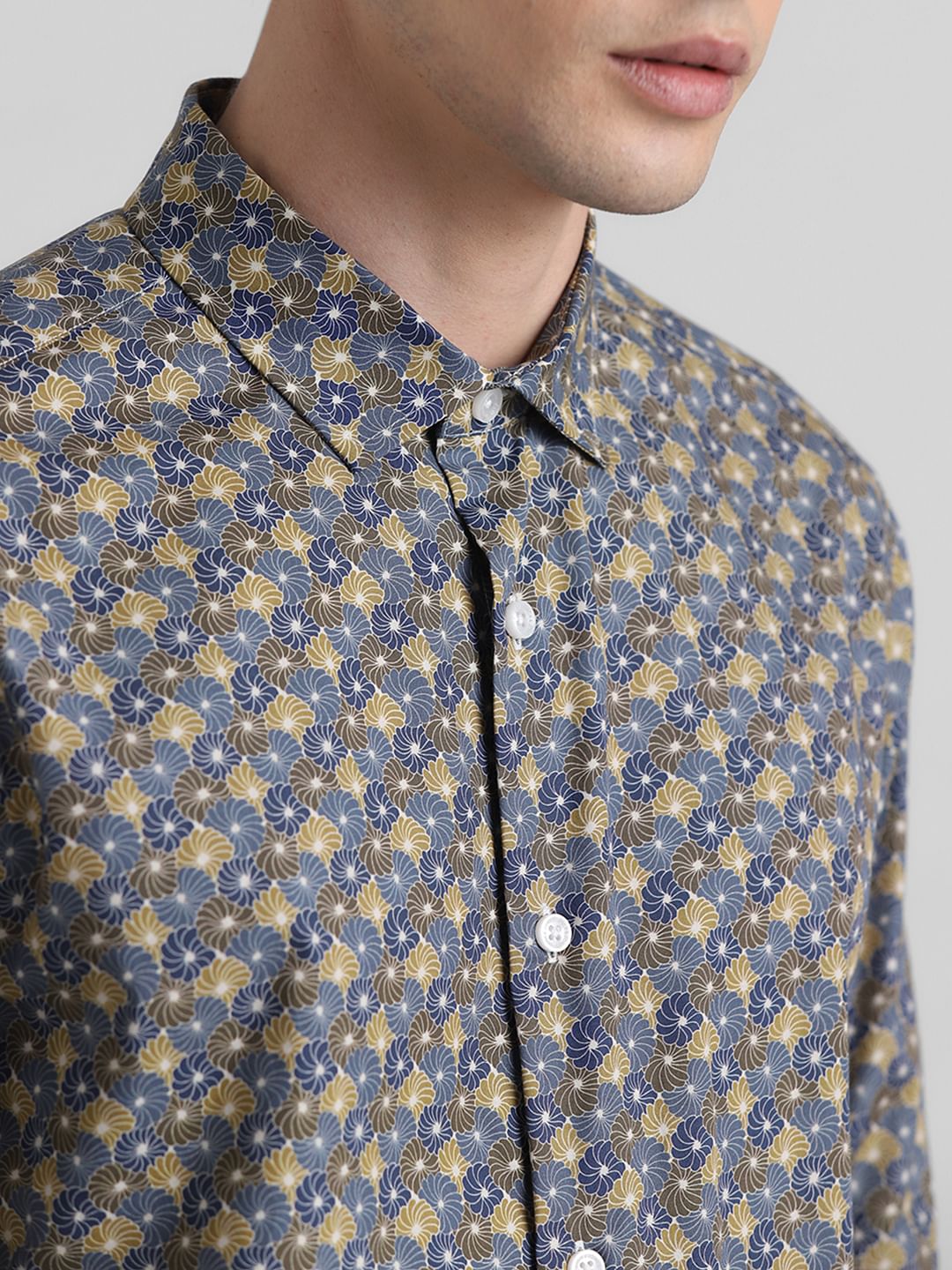 Brown Abstract Print Cotton Shirt