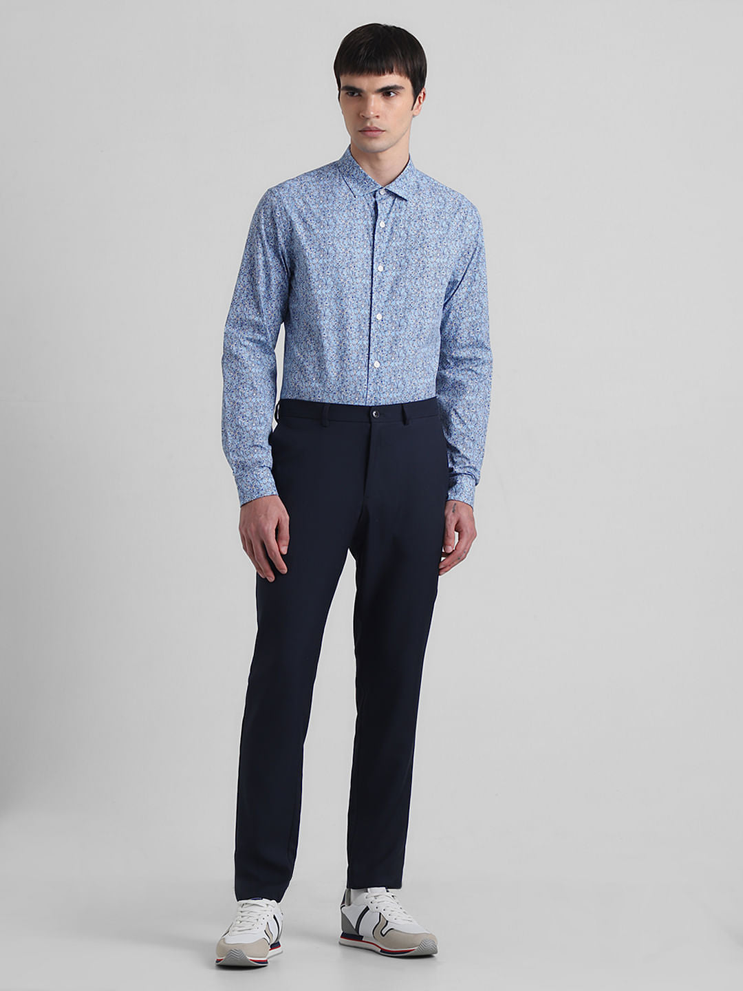 Blue Floral Print Full Sleeves Shirt