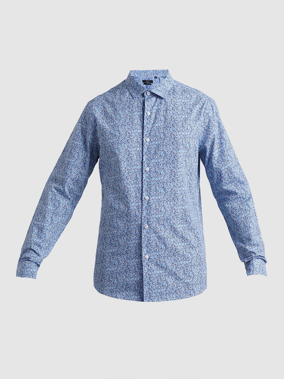 Blue Floral Print Full Sleeves Shirt
