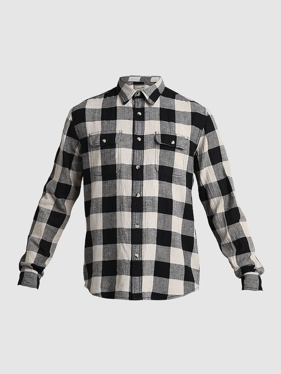Black Check Print Full Sleeves Shirt