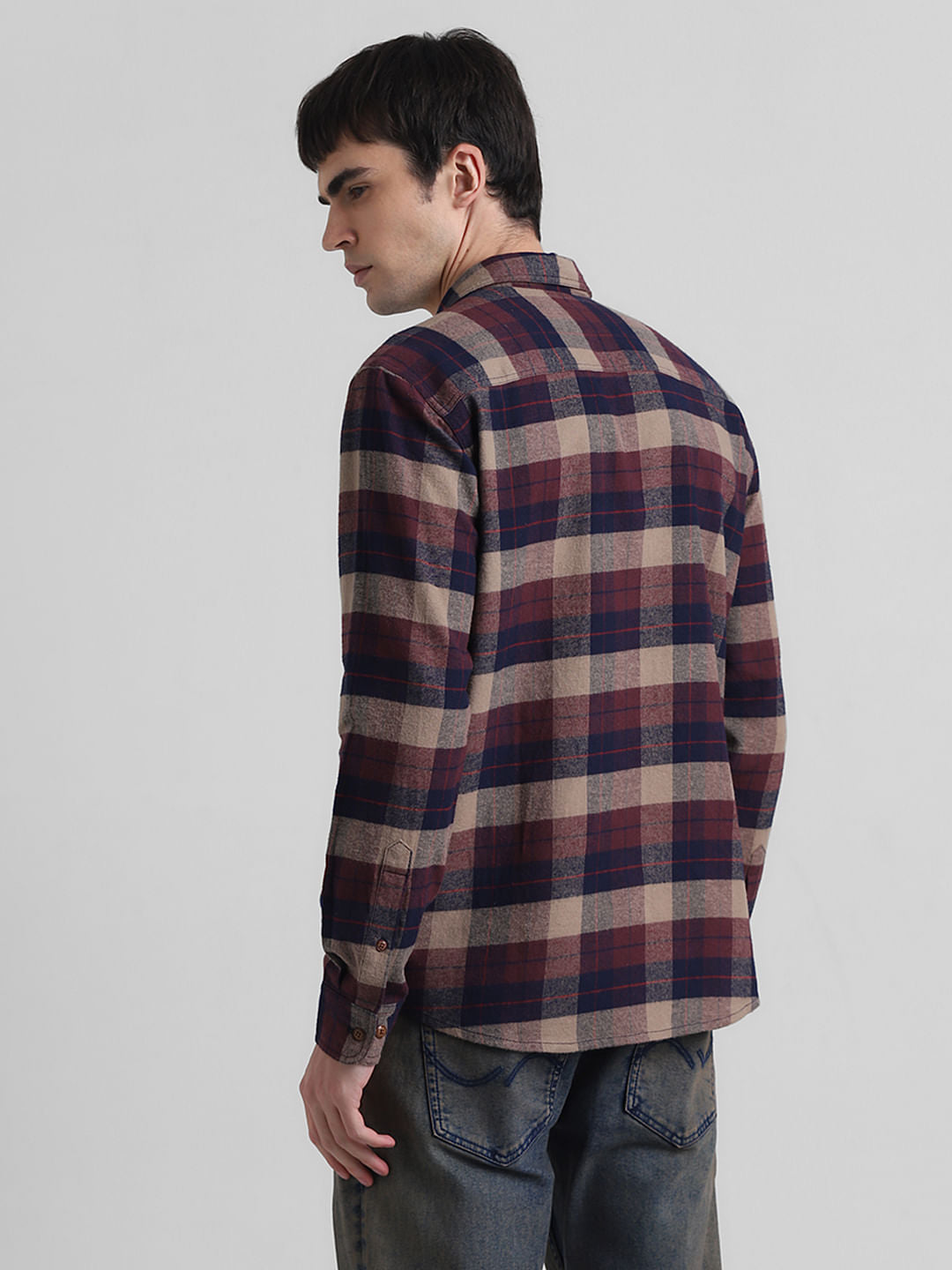 Dark Brown Check Print Shirt