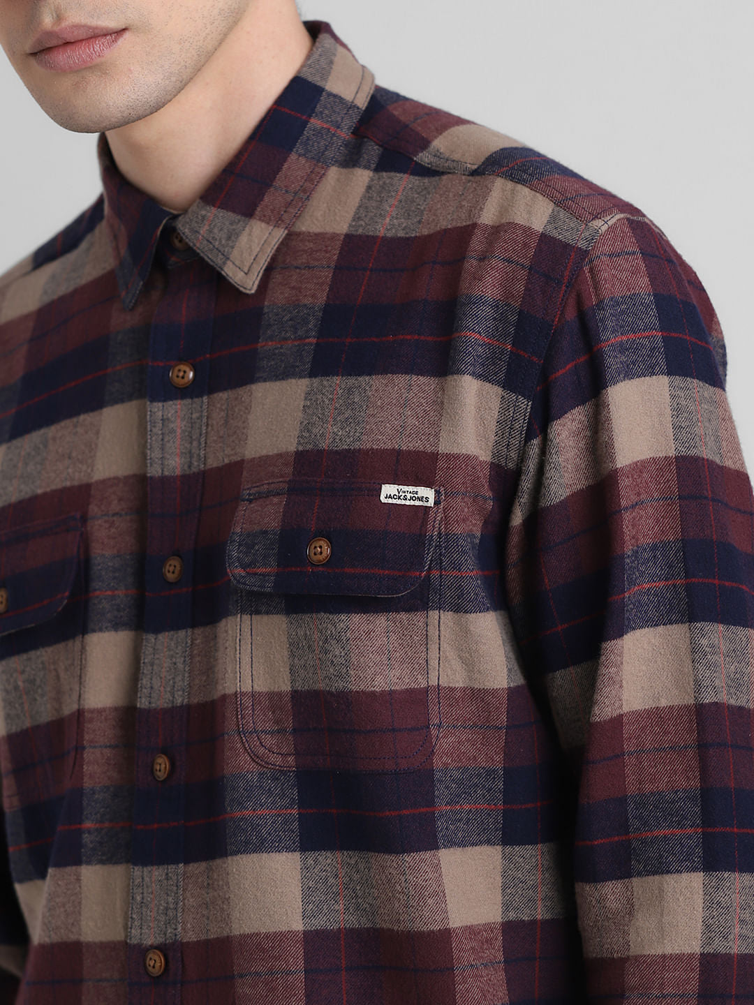 Dark Brown Check Print Shirt