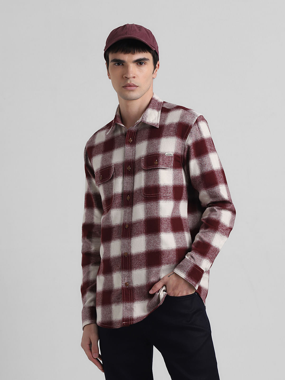 Red Check Print Full Sleeves Shirt