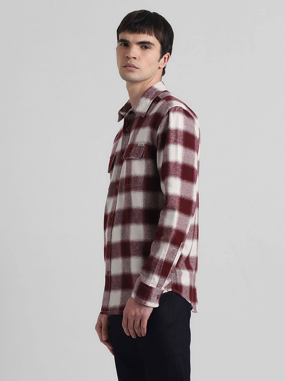 Red Check Print Full Sleeves Shirt