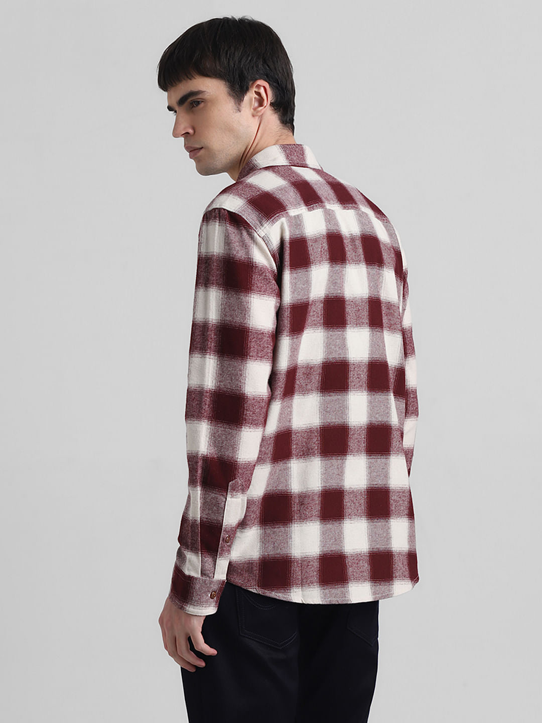 Red Check Print Full Sleeves Shirt