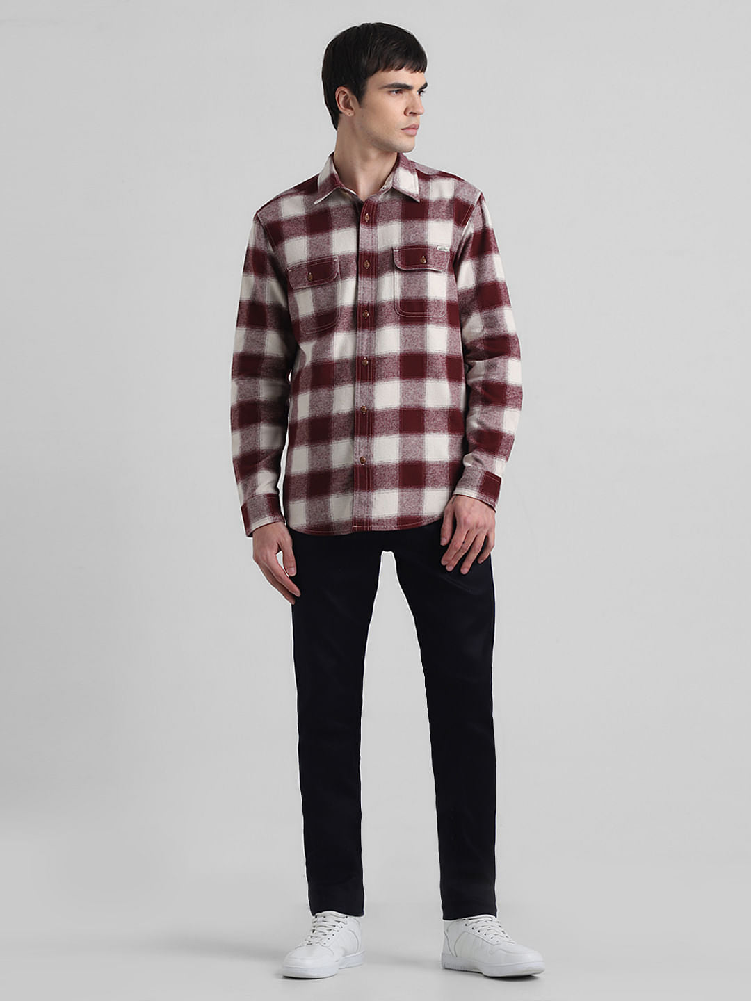 Red Check Print Full Sleeves Shirt
