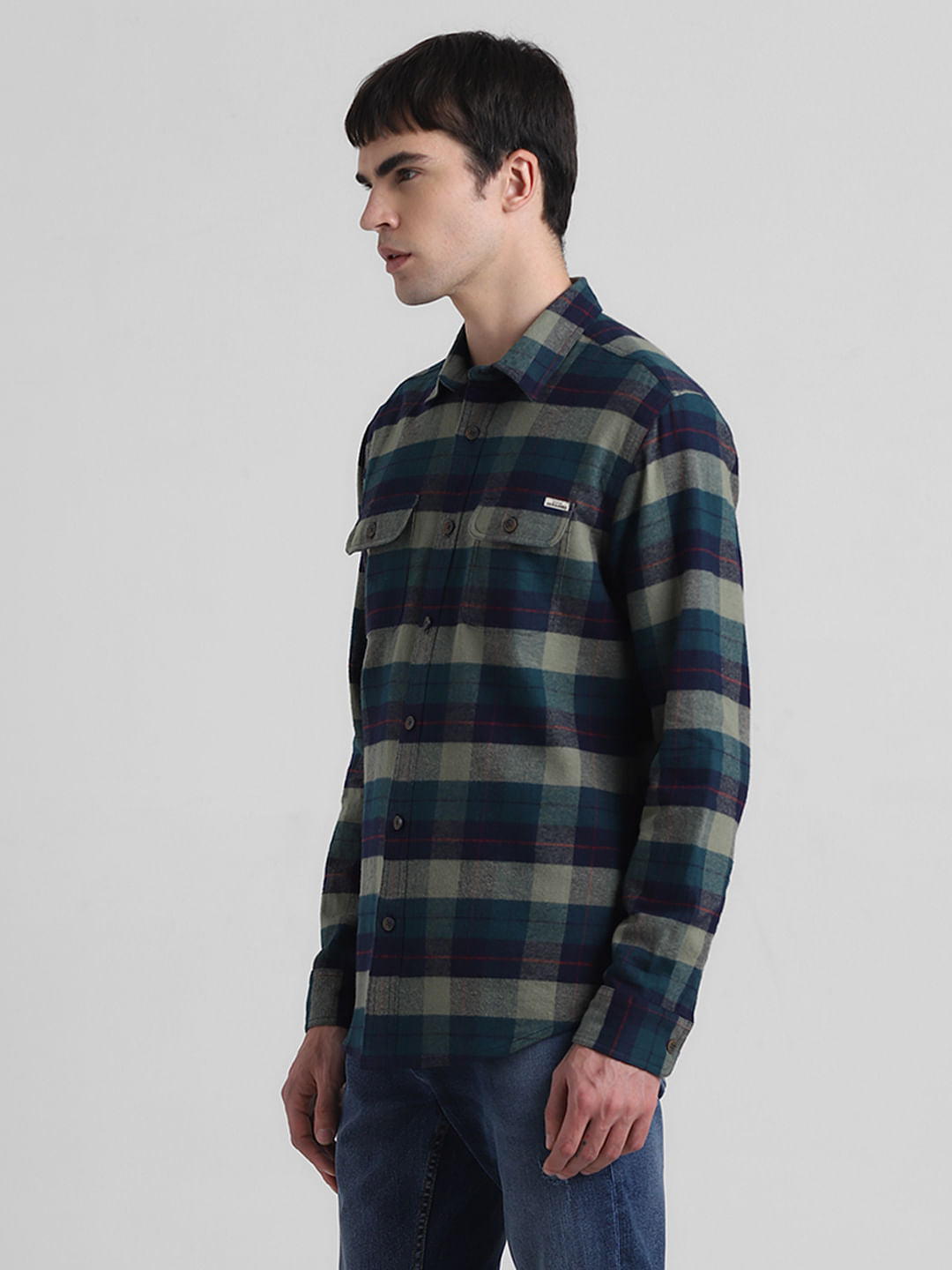 Green Check Print Full Sleeves Shirt