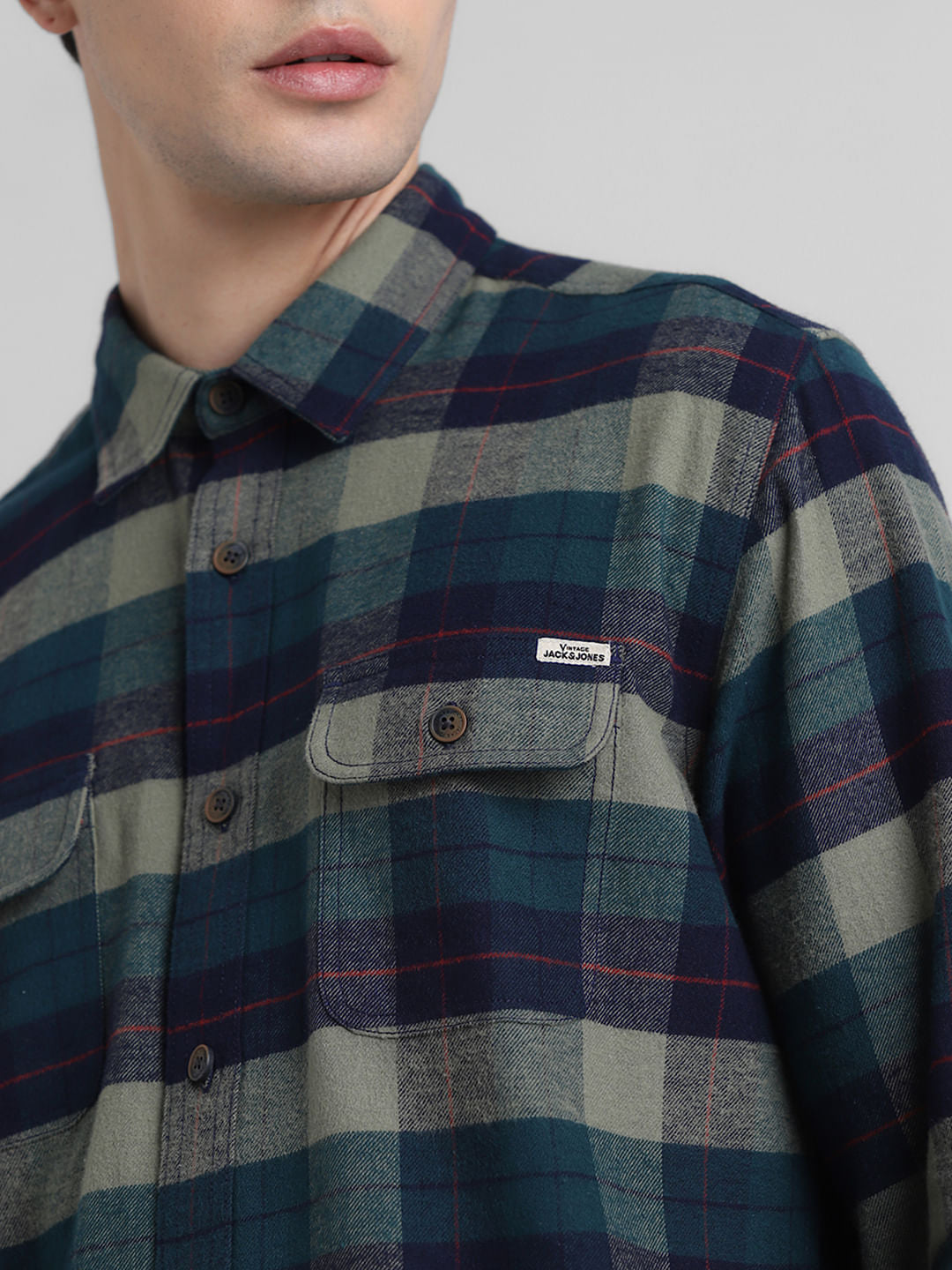 Green Check Print Full Sleeves Shirt