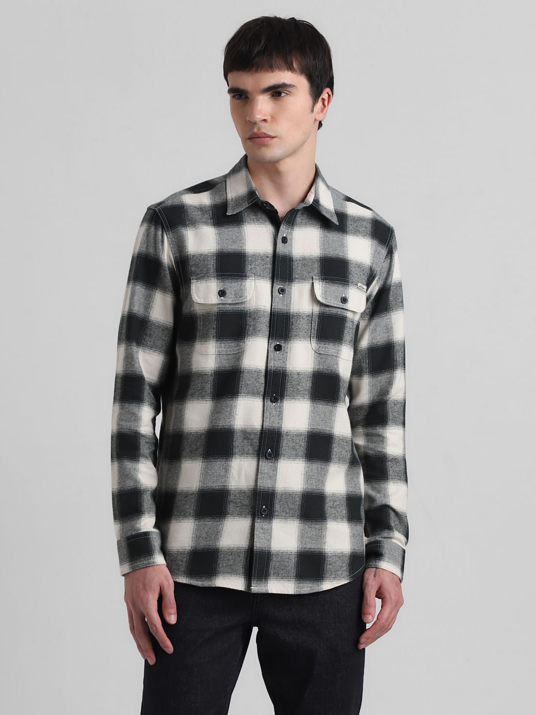 Black Check Print Shirt