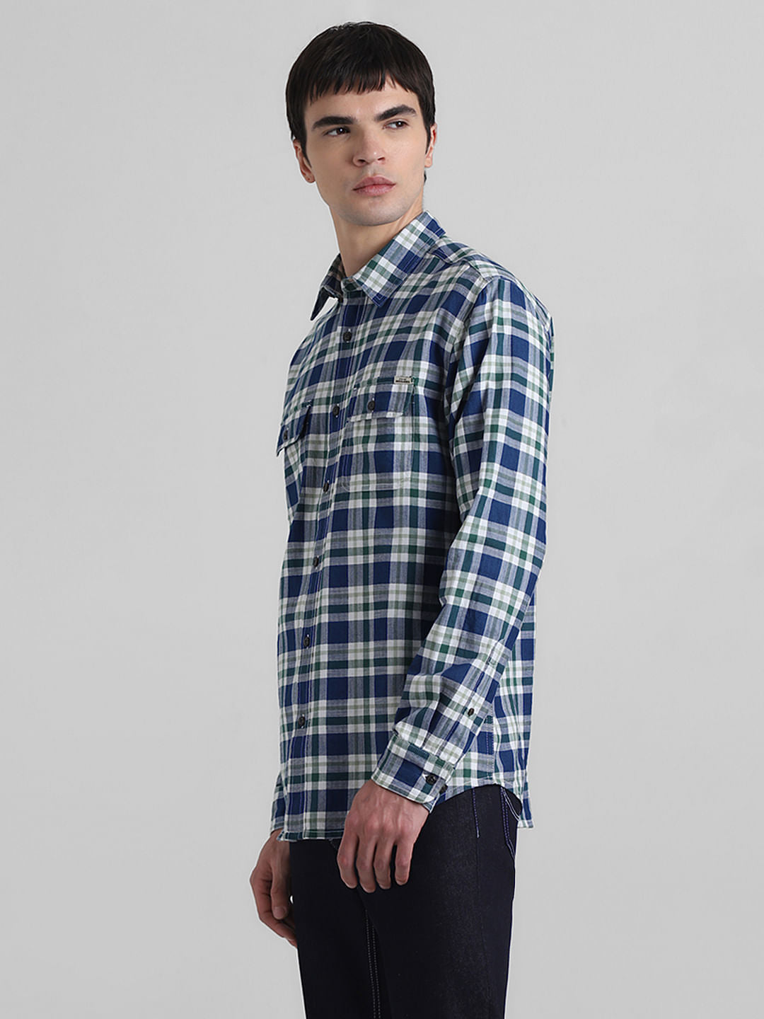 Green Check Print Full Sleeves Shirt