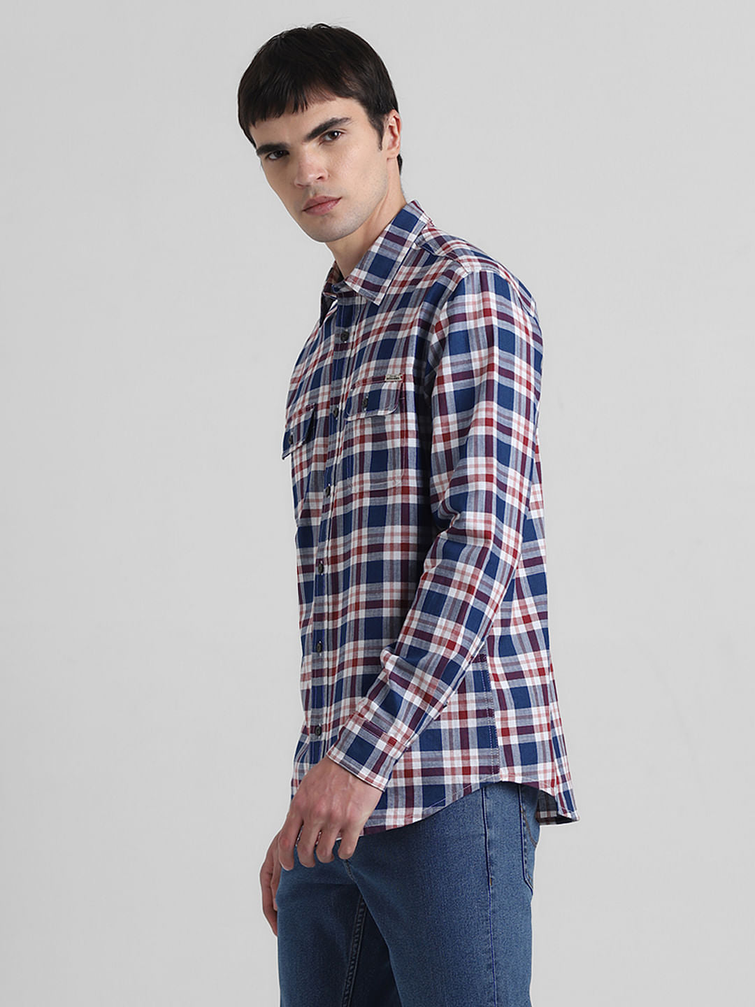 Red Check Print Full Sleeves Shirt