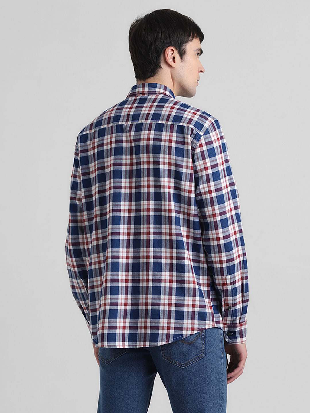 Red Check Print Full Sleeves Shirt