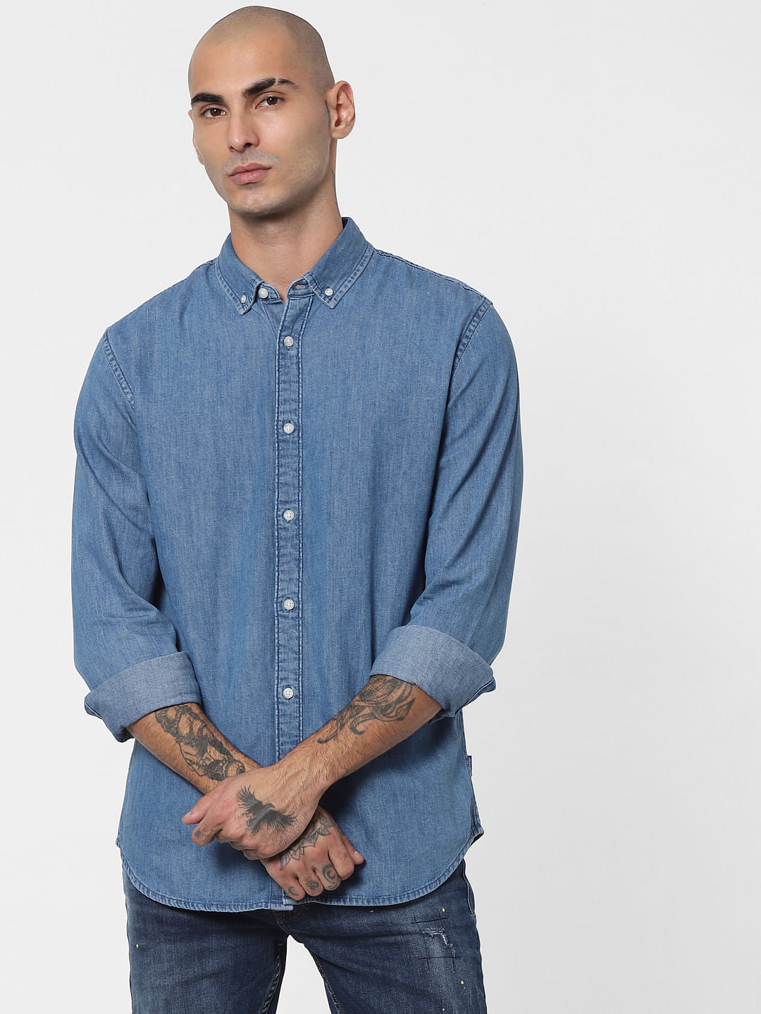 Blue Indigo Dyed Full Sleeves Denim Shirt