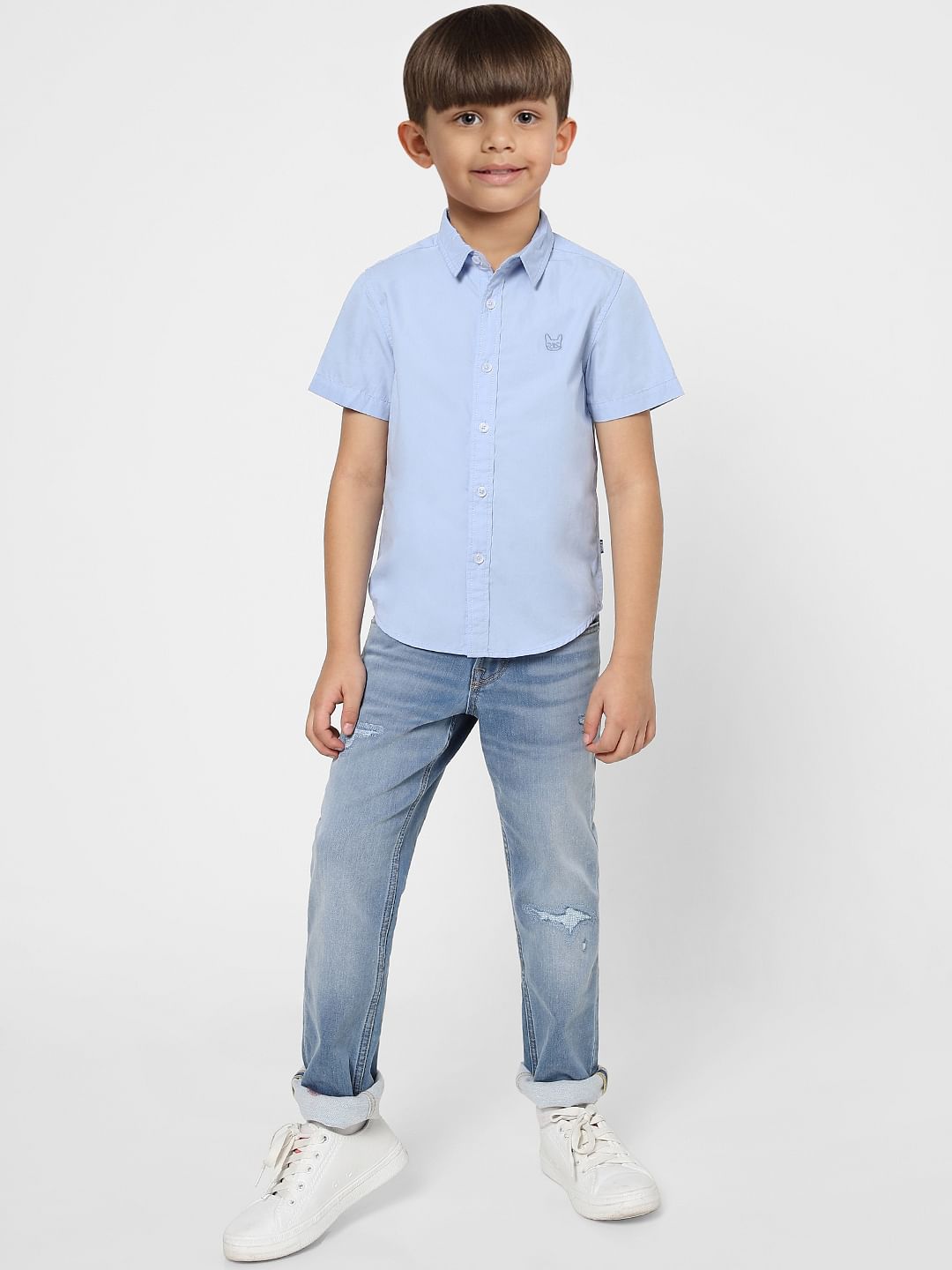 Boys Light Blue Half Sleeves Shirt