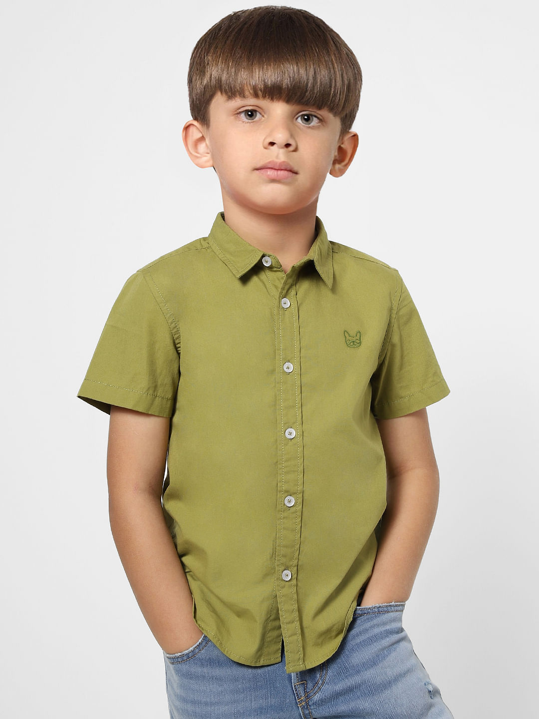 Boys Green Short Sleeves Shirt - 9/10Y