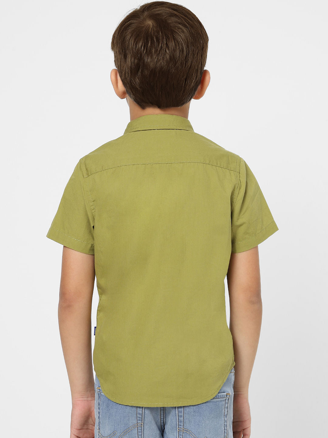 Boys Green Short Sleeves Shirt