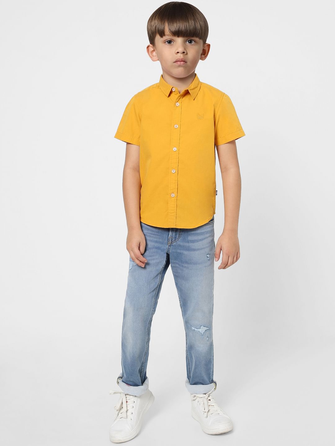 Boys Yellow Half Sleeves Shirt