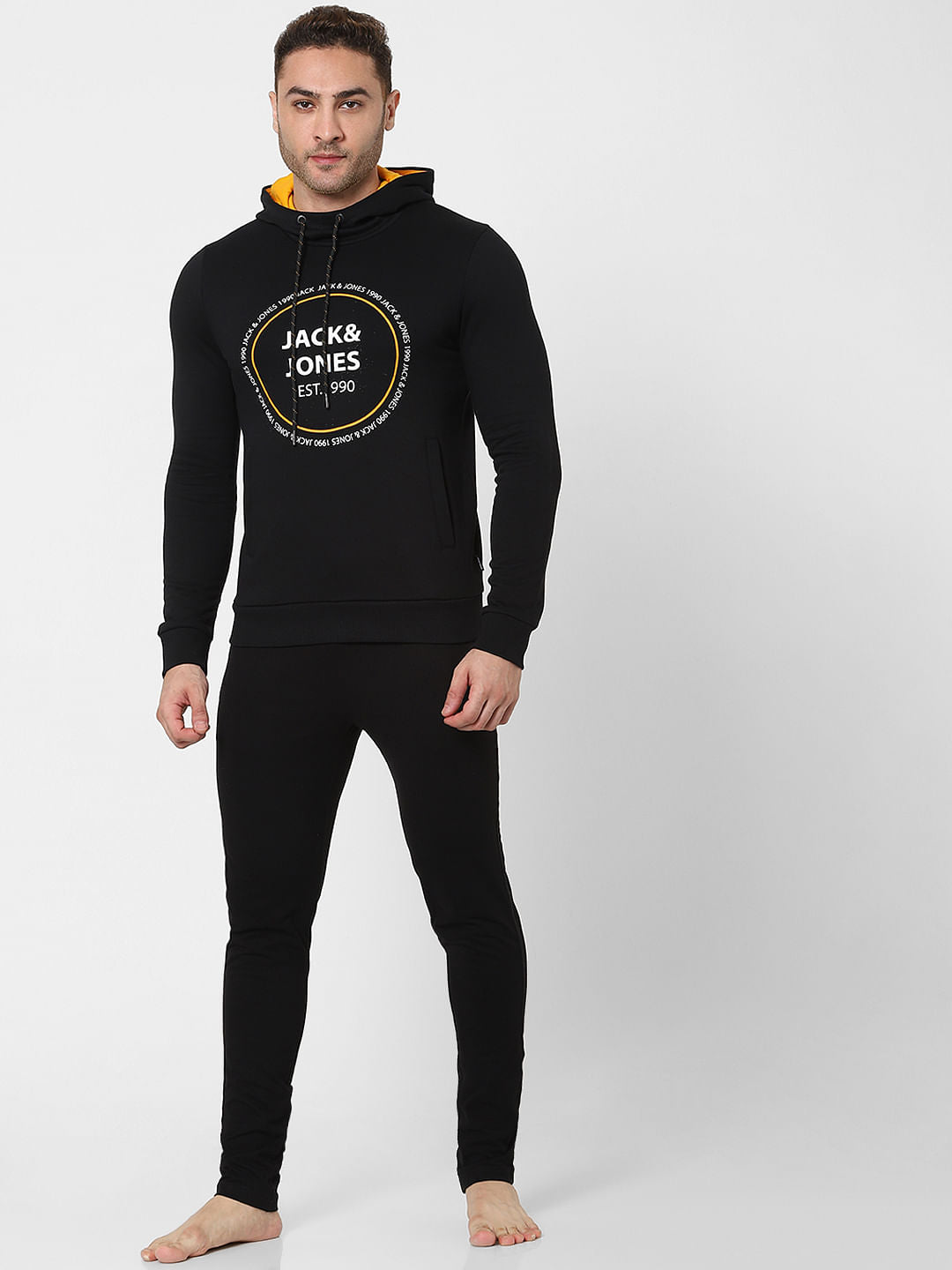 Black Logo Print Hooded Sweatshirt - S