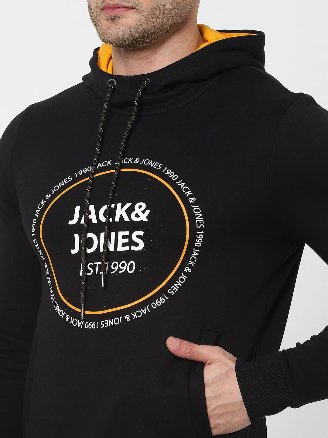 Black Logo Print Hooded Sweatshirt