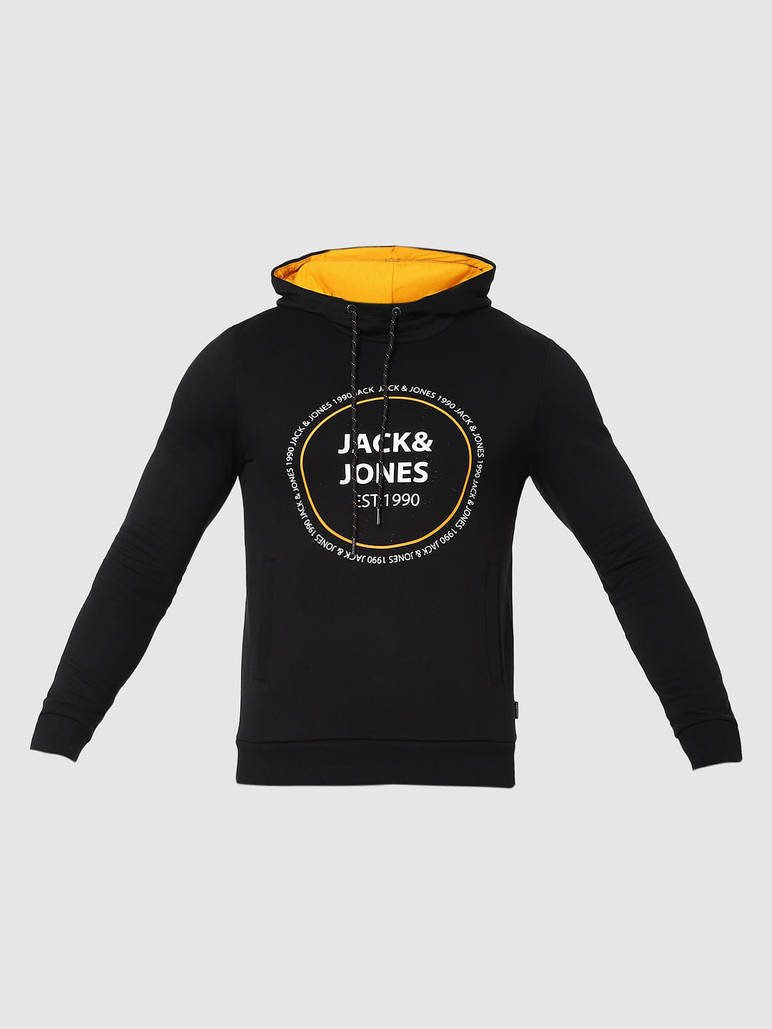 Black Logo Print Hooded Sweatshirt