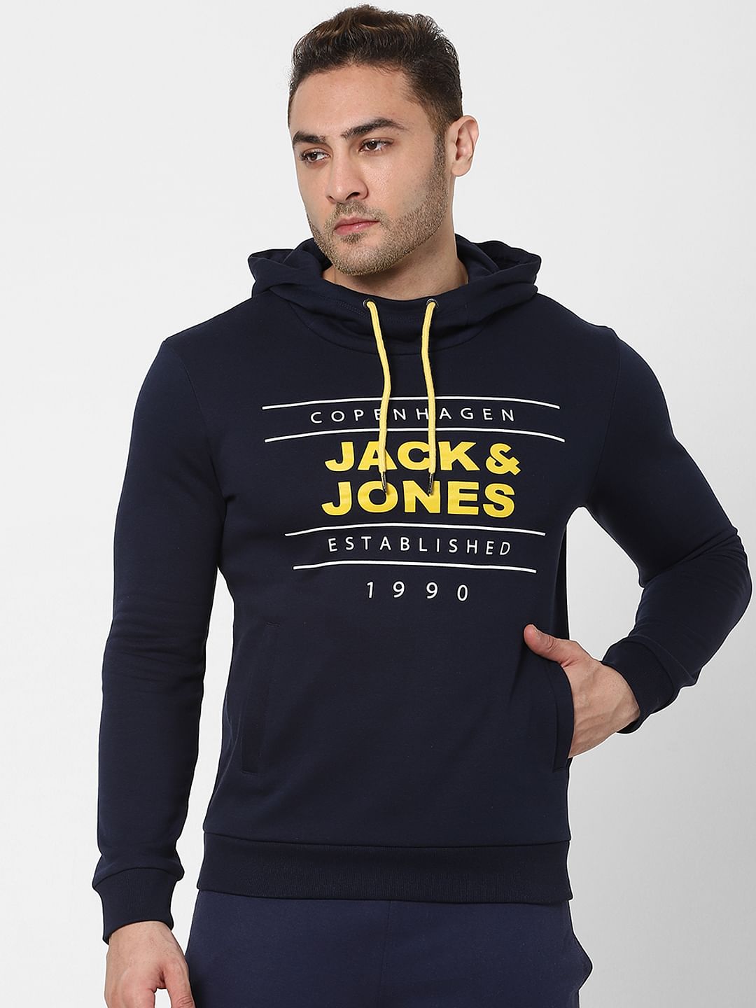 Blue Logo Print Hooded Sweatshirt