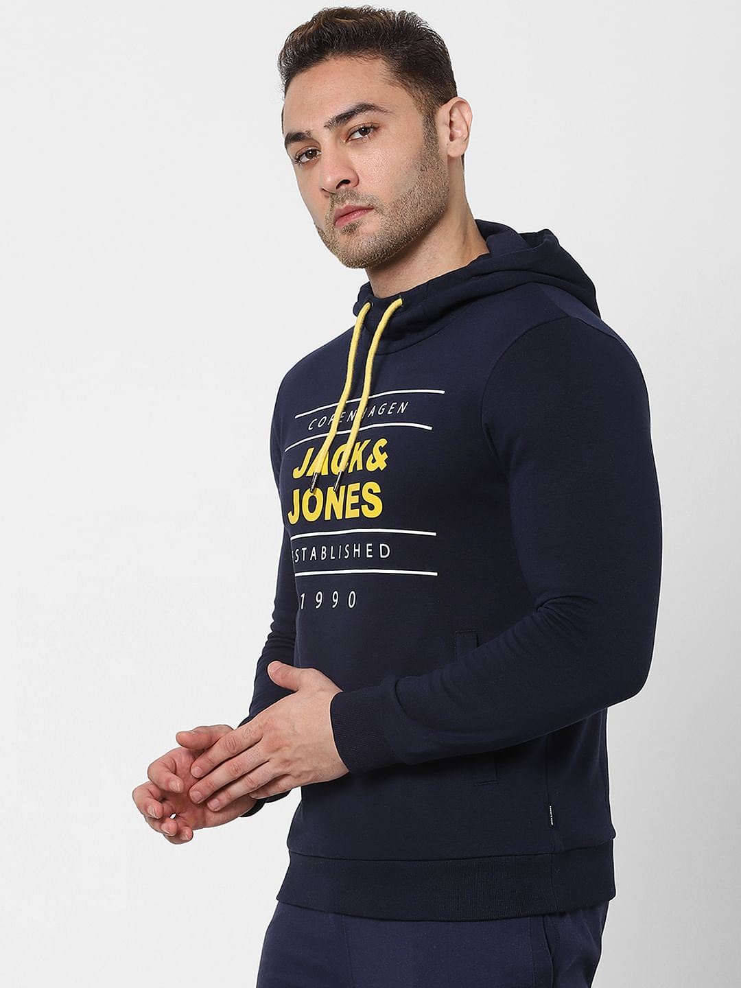 Blue Logo Print Hooded Sweatshirt